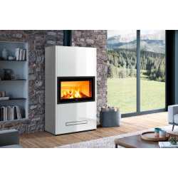 Soba pe lemne PIAZZETTA DAVOS3, placare cu majolică, clasa energetica A si putere nominala 12 kW