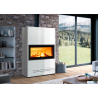 Soba pe lemne PIAZZETTA DAVOS4, placare cu majolică, clasa energetica A si putere nominala 14 kW
