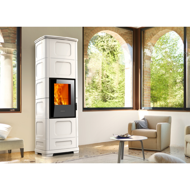 Sobă hibrid PIAZZETTA E228CHP, fara grila de ventilatie frontala si evacuare gaze- parte posterioara, clasa energetica A+