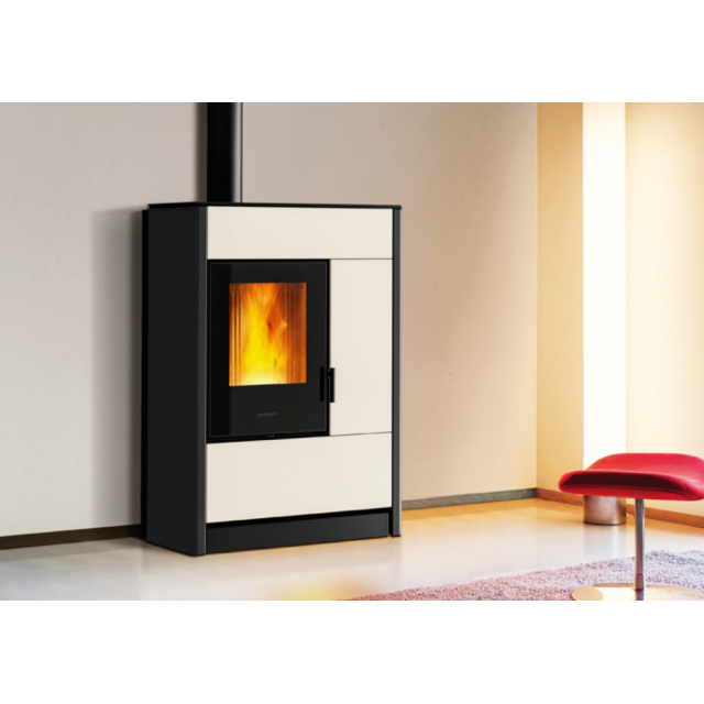 Sobă hibrid PIAZZETTA E228DS, evacuare gaze- parte superioara, clasa energetica A+ si putere nominala 8 kW