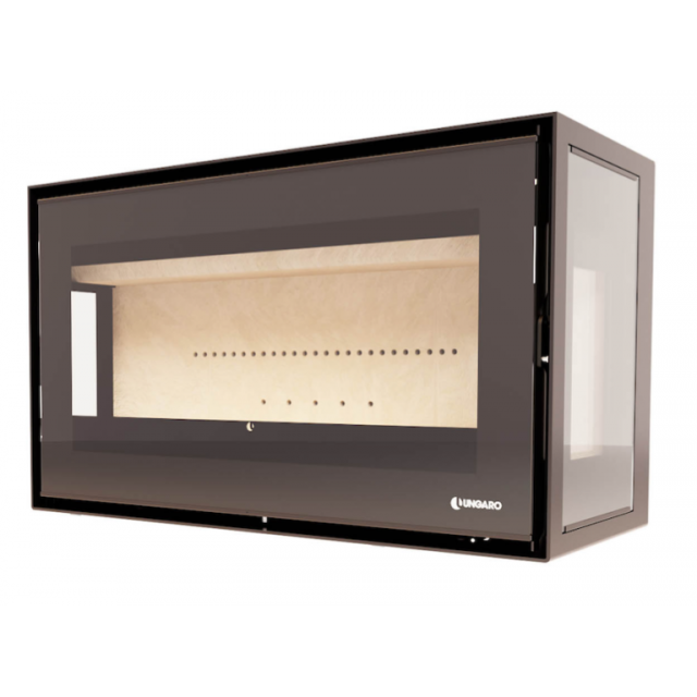 Șemineu încorporat pe lemne UNGARO IXL9013F3, clasa energetica A+, 930 × 405-540 × 554,5 mm, putere nominala 10 kW
