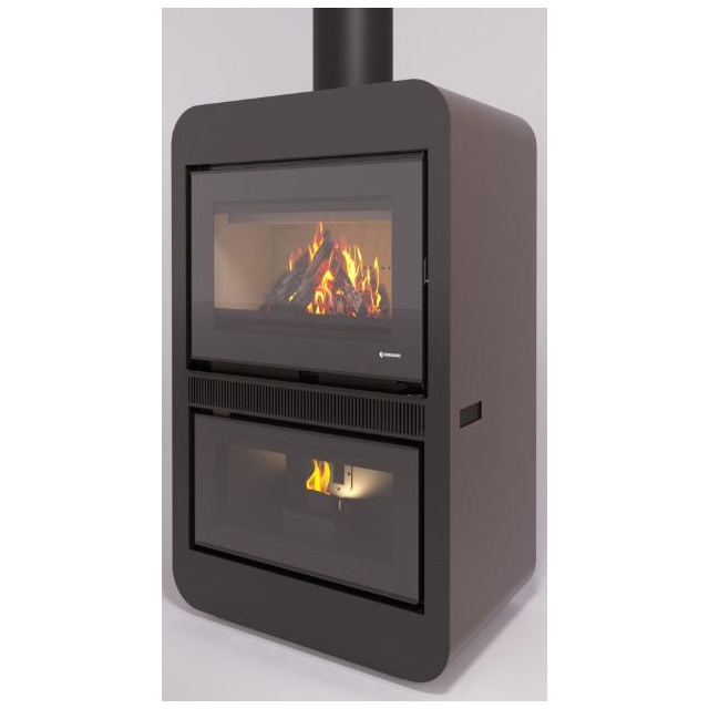 Sobă pe peleți și lemne UNGARO A2FCMBS, sistem combinat de aer, 536 × 850 × 1350 mm, putere nominala 18 kW