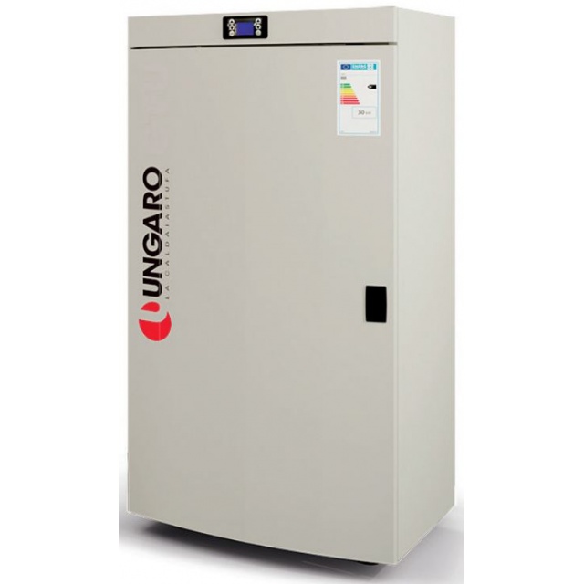 Centrală termică pe peleți UNGARO CTUR5S726A1, schimbător de căldură din cupru, 710×840×1430 mm, putere nominala 7-26 kW