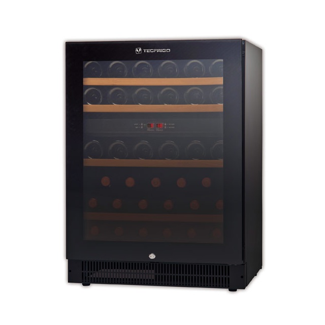 Vitrina de vinuri Tecfrigo Wine 32FG, 32 sticle, 2 zone temperatura, negru