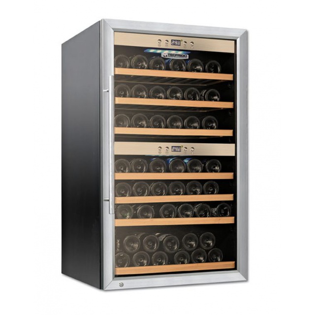 Vitrina de vinuri Tecfrigo Sommelier 43, 40 sticle, 2 zone temperatura, negru / inox
