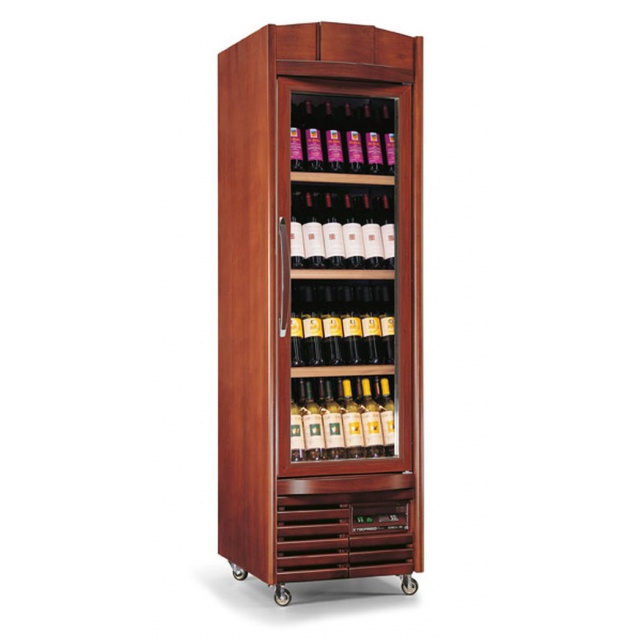 Vitrina de vinuri verticala Tecfrigo EnoPrestige 400(4TV/1TV), 112 sticle, 1 zona temperatura, lemn maro
