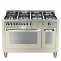 Aragaz Lofra Professional 120 PBID126GV+E/2CI, 120x60cm, 7 arzatoare, 2 cuptoare, rotisor, grill electric, timer, crem