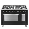 Aragaz Lofra Professional 120 PMND126GV+E/2Ci, 120x60cm, 7 arzatoare, 2 cuptoare gaz-electric, rotisor, grill , timer, negru