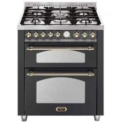 Aragaz Lofra Dolcevita70 RNMUD76MFTE/CI, 70x60cm, 5 arzatoare, 2 cuptoare, grill electric, timer, negru