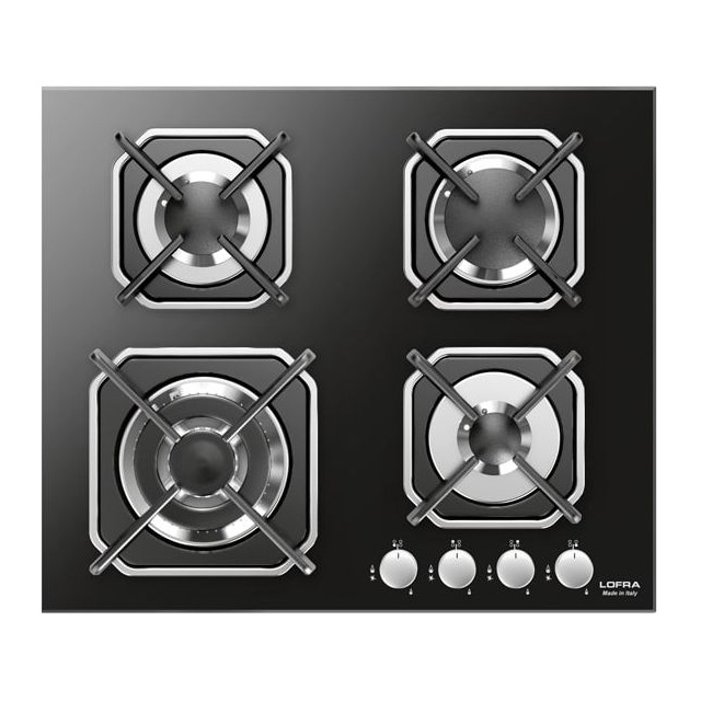 Aragaz Tecnogas P1X66M4VC, 60 cm, gaz, 4 arzatoare, grill, otel inoxidabil