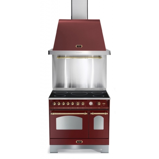 Set Aragaz Lofra Dolcevita RRD96MFTE/5i, 90x60cm, gaz, 5 zone inductie, grill +Splash Back 90+Hota Dolcevita 90, rosu burgundy