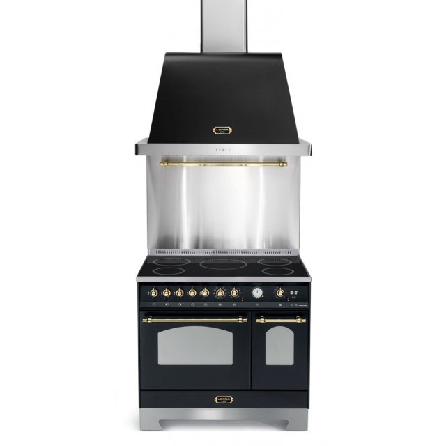 Set Aragaz Lofra Dolcevita RNMD96MFTE/5i, 90x60cm, gaz, 5 zone inductie, grill +Splash Back 90+Hota Dolcevita 90, negru mat