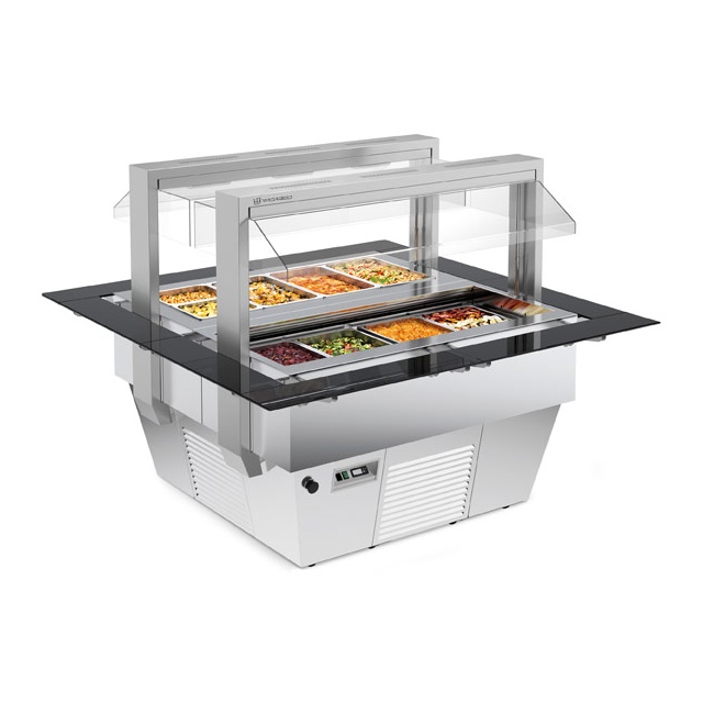 Vitrina frigorifica calda TIFFANY 6.0 M VT, temperatura +4/+10°C, argintiu