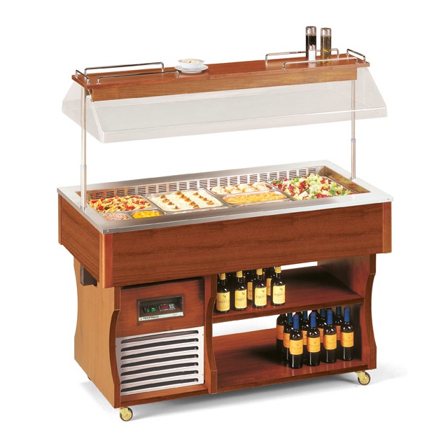 Vitrina frigorifica calda Tecfrigo ISOLA 4 M cu rafturi depozitare, temperatura +4 / +10C, maro