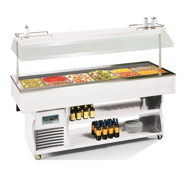 Vitrina frigorifica calda expunere produse Tecfrigo ISOLA 8 M VT, rafturi depozitare, temperatura +4 /+10C, alb