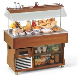 Vitrina frigorifica expunere produse Tecfrigo ISOLA 4 M NEUTRAL, rafturi depozitare, temperatura Ambientala, maro