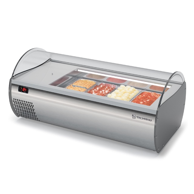 Vitrina frigorifica expunere ingrediente Tecfrigo MICROGEL 4 GN, temperatura +2/+8 °C, argintiu