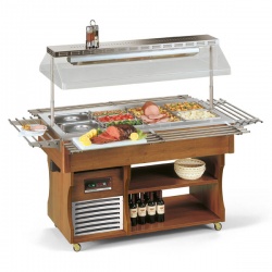 Vitrina frigorifica calda expunere produse Tecfrigo ISOLA 4 M DRY, rafturi depozitare, temperatura +30/+70°C, maro