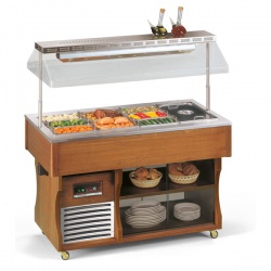 Vitrina frigorifica calda expunere produse Tecfrigo ISOLA 6 M DRY, rafturi depozitare, temperatura +30/+70°C, maro