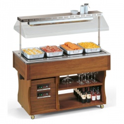 Vitrina frigorifica calda expunere produse Tecfrigo ISOLA 6 M HOT, rafturi depozitare, temperatura +30/+90°C, maro