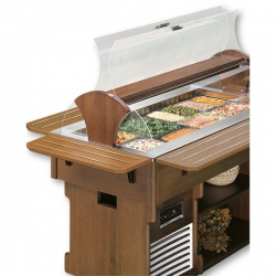 Vitrina frigorifica calda expunere produse Tecfrigo ISOLA 4 SS, rafturi depozitare, temperatura +4/+10°C, maro