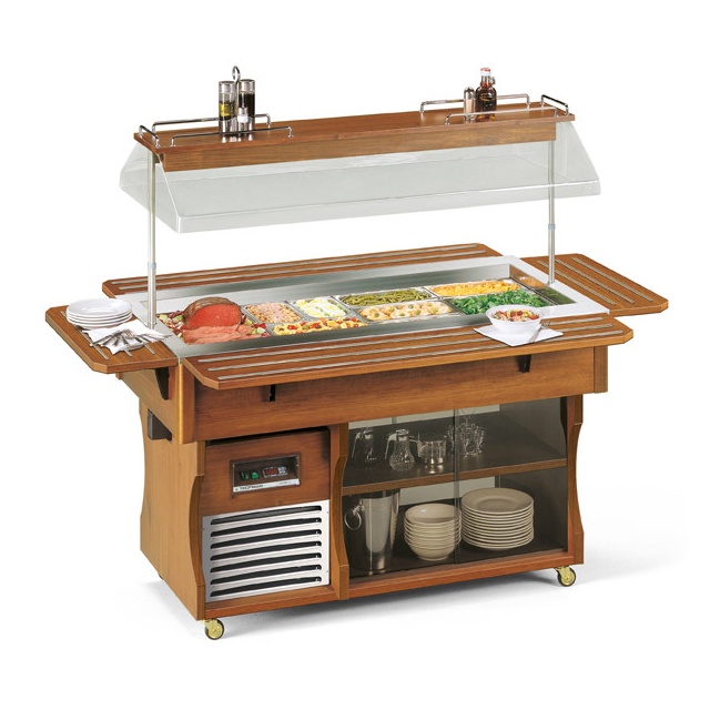 Vitrina frigorifica rece expunere produse Tecfrigo ISOLA GOURMET 6 M, rafturi depozitare, temperatura -1/0°C, maro