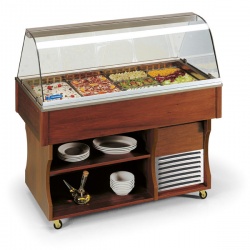 Vitrina frigorifica expunere produse Tecfrigo ISOLA MSERVICE 4, rafturi depozitare, temperatura +4/+10°C, maro