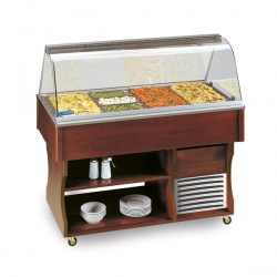 Vitrina frigorifica calda expunere produse Tecfrigo ISOLA MSERVICE 4 BM, rafturi depozitare, temperatura +30/+90°C, maro