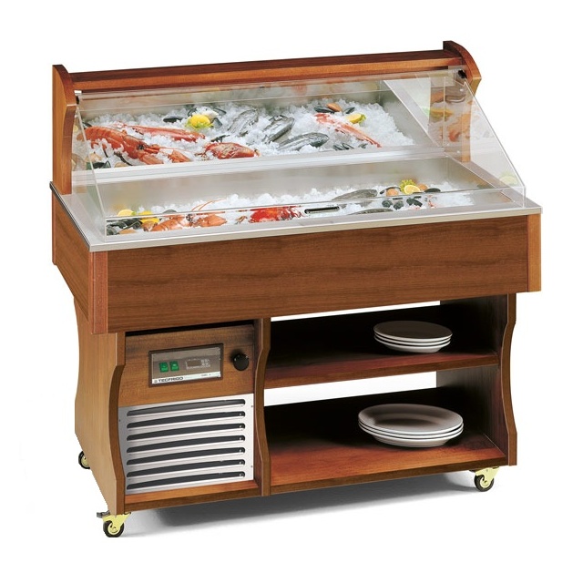 Vitrina frigorifica expunere produse Tecfrigo ISOLA TAVOLO 750, rafturi depozitare, temperatura Ambientala, maro