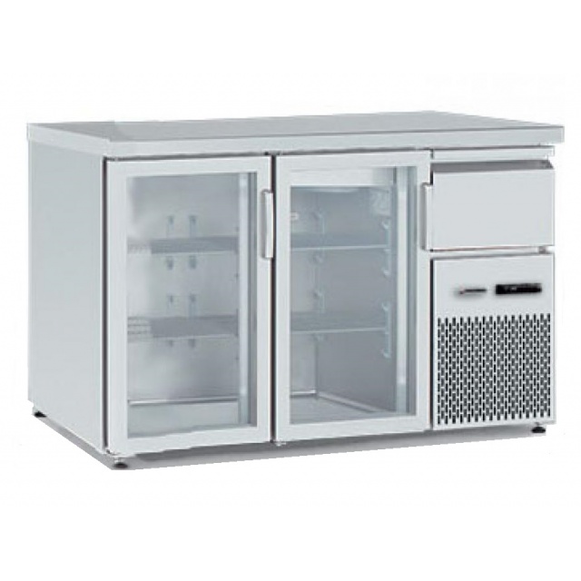 Vitrina frigorifica orizontală Tecfrigo BBX 2V TOP Glass, cu blat de lucru, capacitate 340 l, temperatura +4/+8, argintiu