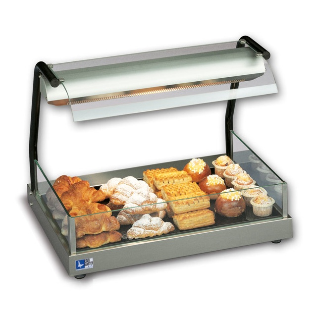 Plita vitroceramica fierbinte cu vitrina prezentare Tecfrigo Euronorm Vista, mentine mancarurile calde, +30/+90°C, 700W, inox