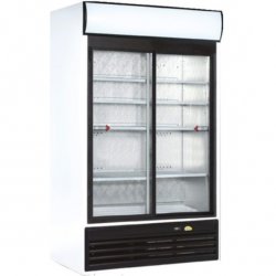 Vitrina bauturi Tecfrigo TFGC 1000, cu caseta luminoasa,capacitate 771 L, temperatura +1/+10º C, alb/negru