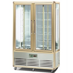 Vitrina frigorifica cofetarie Tecfrigo Snelle 700 R, 2 usi, capacitate 700l, temperatura +4/+10 ºC, auriu/argintiu