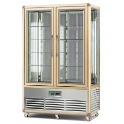 Vitrina frigorifica cofetarie Tecfrigo Snelle 700 Q, 2 usi, capacitate 700l, temperatura +4/+10 ºC, auriu/argintiu