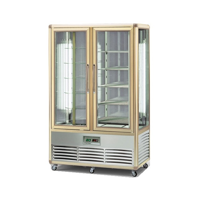 Vitrina frigorifica cofetarie Tecfrigo Snelle 700 RG, 2 usi, capacitate 700l, temperatura +4/+10 ºC, auriu/argintiu