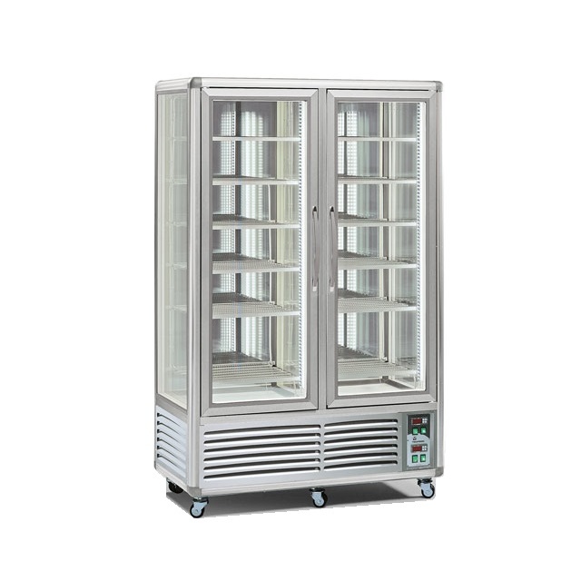 Vitrina frigorifica cofetarie Tecfrigo Snelle 750 GBT, 2 usi, capacitate 750l, 2 zone temperatura -5/-18 ºC, argintiu