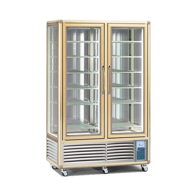 Vitrina frigorifica Tecfrigo Snelle 750 GBT VU, 2 usi, capacitate 750l, temperatura -5/-18 ºC, auriu/argintiu