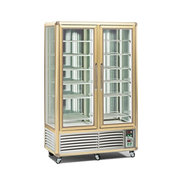 Vitrina frigorifica Tecfrigo Snelle 750 GBT-G, 2 usi, 750l, temperatura -10-19/+4+10 ºC, auriu/argintiu