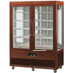 Vitrina frigorifica cofetarie Tecfrigo Saloon 1010G, capacitate 1000l, temperatura +4/+10 ºC, lemn nuc