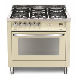 Aragaz Lofra Rainbow PBIG96GVT/C, gaz, 90X60cm, 5 arzatoare, grill electric, timer, cuptor gaz, aprindere electronica, crem