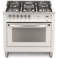 Aragaz Lofra Rainbow PBPG96GVT/C, gaz, 90*60cm, 5 arzatoare, grill electric, timer, cuptor gaz, aprindere electronica, alb