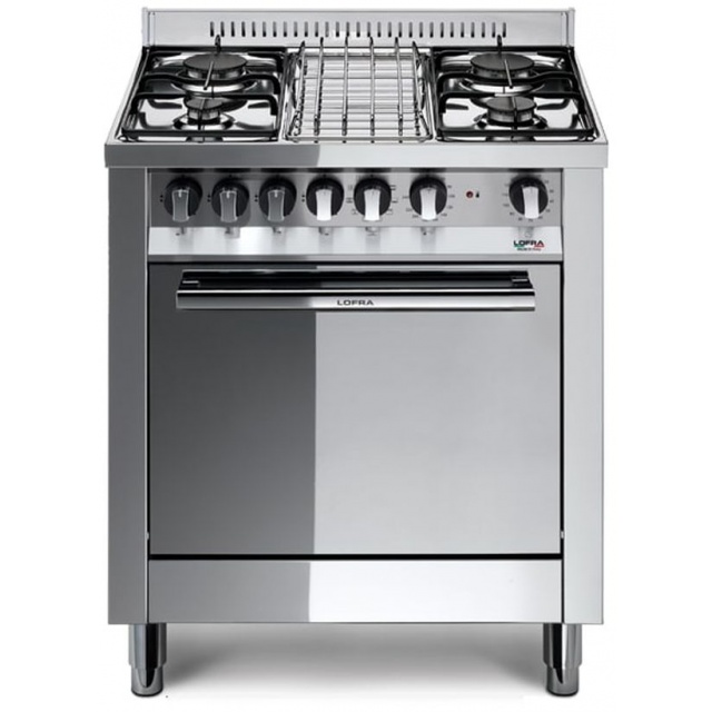 Aragaz Lofra Maxima M75GV, 70x50 cm, gaz, 4 arzatoare, grill electric, timer, aprindere electronica,cuptor pe gaz, inox