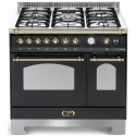 Aragaz Lofra Dolcevita RNMD96MFTE/CI, 90x60cm, gaz, 5 arzatoare, grill, rotisor, timer, cuptor dublu, negru