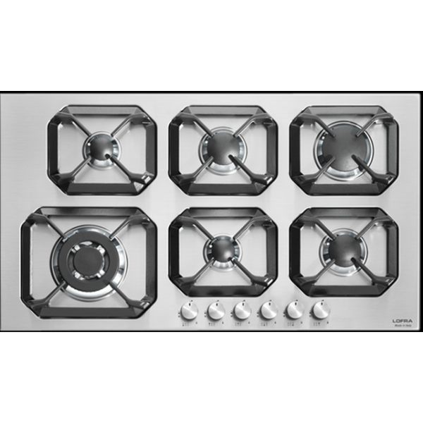 Plita incorporabila Lofra Plutone HLS9S0, 90 cm, plita gaz, 6 arzatoare,sistem siguranta Stop-Gaz,inox