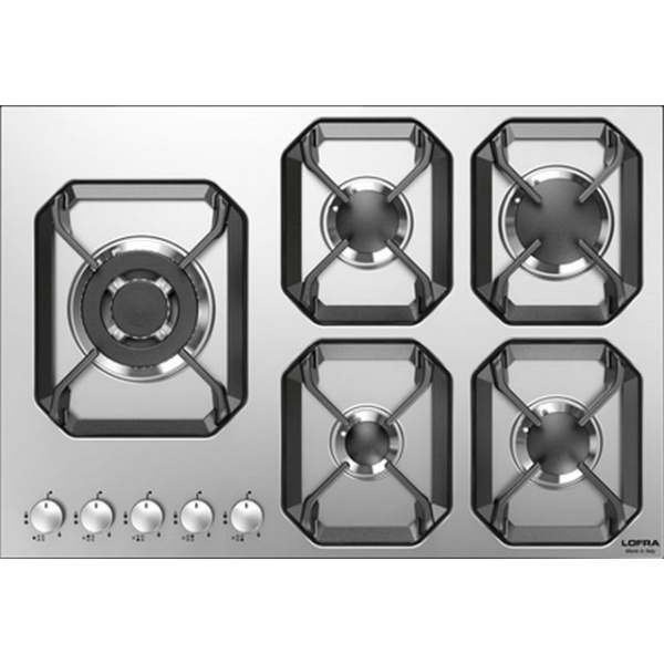 Plita incorporabila Lofra Urano HLS7B0, 75 cm, plita gaz, 5 arzatoare,sistem siguranta Stop-Gaz,inox