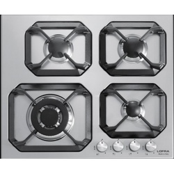 Aragaz Tecnogas P1X66M4VC, 60 cm, gaz, 4 arzatoare, grill, otel inoxidabil