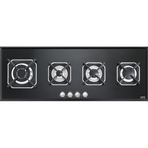 Plita incorporabila Lofra Vega HGN190, 112 cm, plita gaz, 4 arzatoare,sistem siguranta Stop-Gaz,sticla neagra