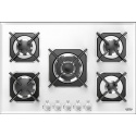 Plita incorporabila Lofra Sirio HGB7E0, 75 cm, plita gaz, 5 arzatoare,sistem siguranta Stop-Gaz,sticla alba