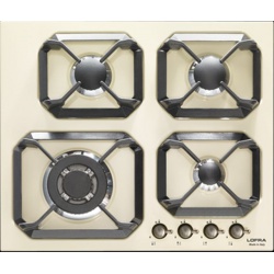 Plita incorporabila Lofra Dolcevita HRBI6G0/GA, 60 cm, plita gaz, 4 arzatoare,sistem siguranta Stop-Gaz,butoane bronz, crem