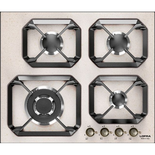 Plita incorporabila Lofra Dolcevita HRBI6G0/GA, 60 cm, plita gaz, 4 arzatoare,sistem siguranta Stop-Gaz,butoane bronz, crem